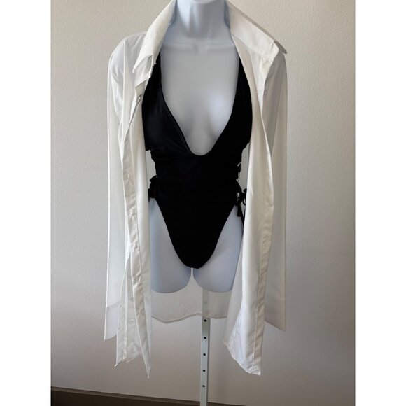 Zaful Swimsuit 6 High-Cut 1-Piece Halter Tie-Side Monokini Y2K Festival Swimwear - Picture 6 of 12